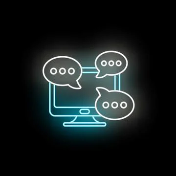 Computer screen with glowing chat speech bubbles communication 스톡 일러스트