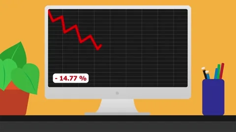 Computer screen with graphic with the price going down. 2D animation. Stock Footage 171955016