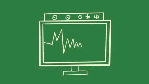 A computer screen on green background and with heartbeat it white line drawn 스톡 동영상 337340651