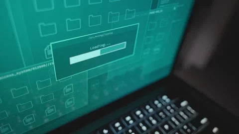 Computer screen hacking government system or loading data with progress bar Stock Footage 332177957