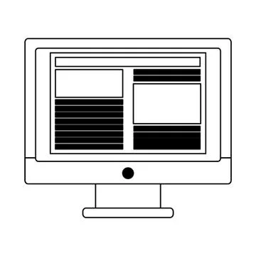 Computer screen hardware technology in black and white Stock Illustration