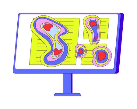 Computer screen heatmap 2D cartoon object 스톡 일러스트