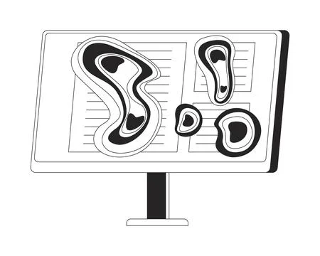 Computer screen heatmap black and white 2D line object Stock Illustration