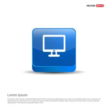 Computer Screen Icon - 3d Blue Button Illustrazione stock