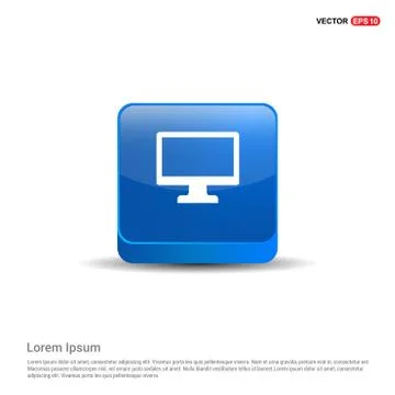 Computer Screen Icon - 3d Blue Button Stock Illustration