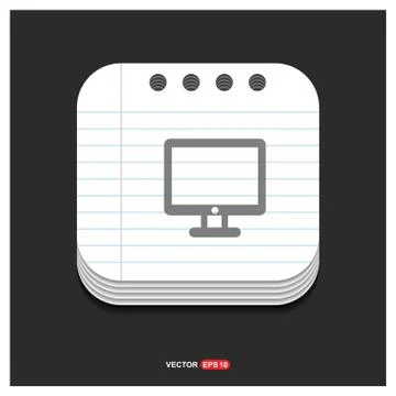 Computer Screen Icon Gray icon on Notepad Style template Vector EPS 10 Free I Stockillustratie