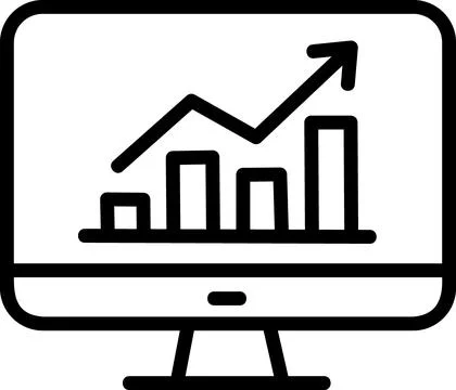 Computer screen icon with growth chart symbol Stock Illustration