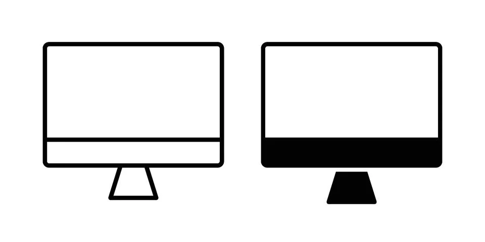 Computer screen icon. Outline, flat icons イラスト素材