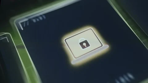 Computer screen icon with a padlock representing device lock Stock Footage 335464981