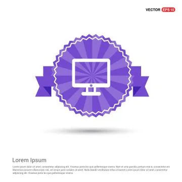 Computer Screen Icon - Purple Ribbon banner Stock Illustration
