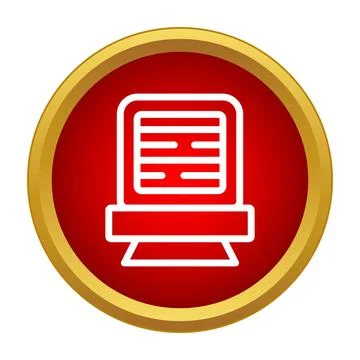 Computer screen icon in red gradient circle button Stockillustratie