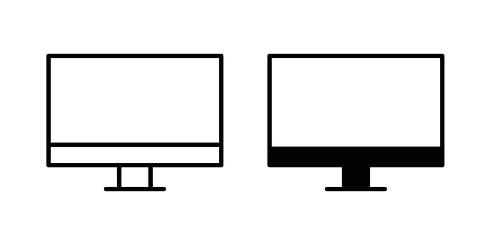 Computer screen icon symbol  illustration bundle in black colour イラスト素材
