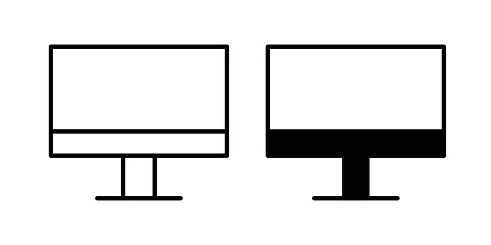 Computer screen icon thin line and clipart style vector set Stockillustratie