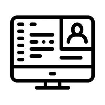 Computer screen icon vector outline illustration Stock Illustration