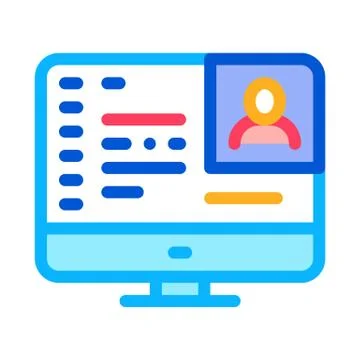 Computer screen icon vector outline illustration 스톡 일러스트