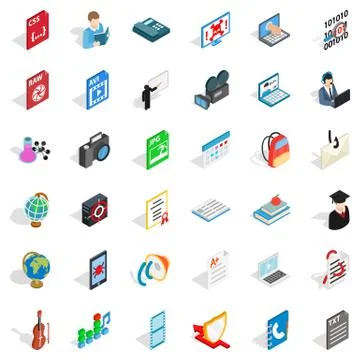Computer screen icons set, isometric style Stockillustratie