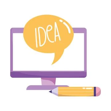 Computer screen idea pencil creativity isolated icon design 스톡 일러스트