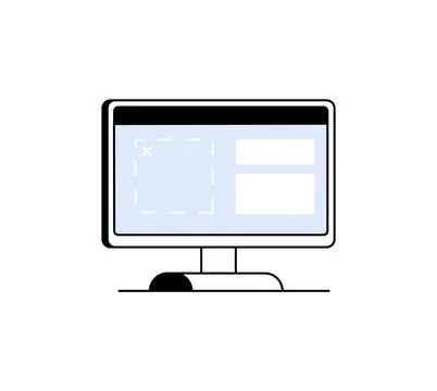 Computer screen with interface elements, representing digital design and us.. Stock Illustration