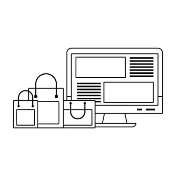 Computer screen internet browsing in black and white Stock-Illustration