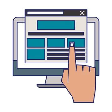 Computer screen internet browsing blue lines Stock Illustration