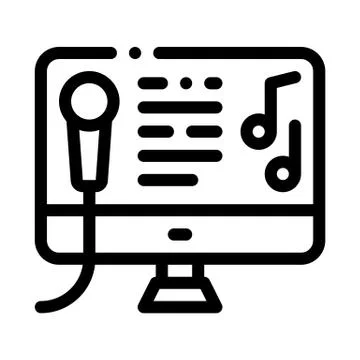 Computer Screen Internet Online Karaoke Vector Stock Illustration