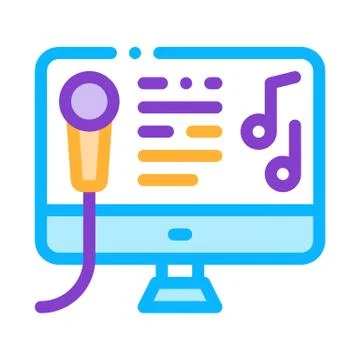 Computer Screen Internet Online Karaoke Vector Illustrazione stock
