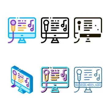 Computer screen internet online karaoke vector concepts 库存插图