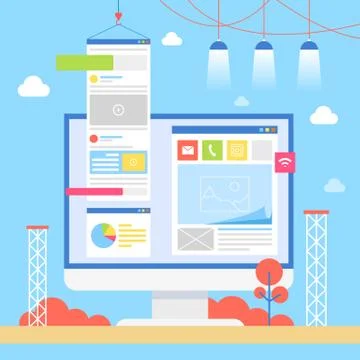 Computer Screen Internet Page Vector Illustration Stock Illustration