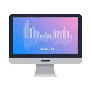 Computer Screen Isolated with Graphics on White Stock Illustration