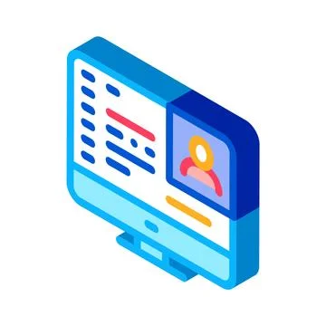 Computer screen isometric icon vector illustration color Stock Illustration