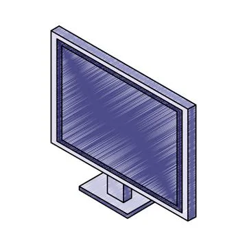 Computer screen isometric symbol scribble Illustrazione stock