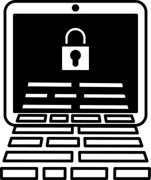 Computer screen with a keyboard and a lock on it Stockillustratie