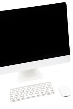 Computer screen, keyboard and mouse Stock Photos