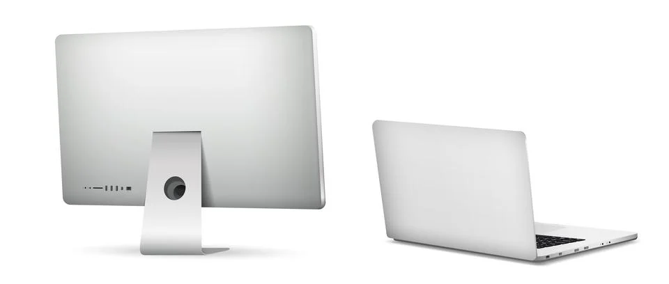 Computer screen with laptop back side view Illustrazione stock