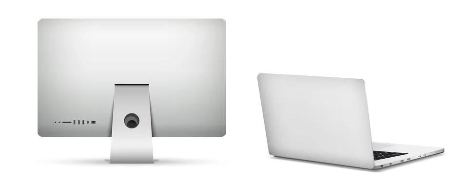 Computer screen with Laptop backside isolated on white background Stock Illustration