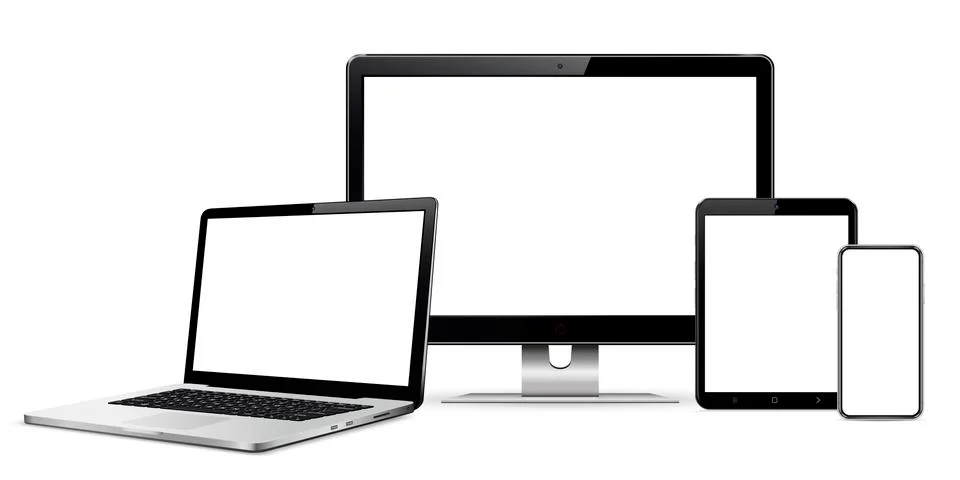 Computer screen, laptop, tablet, and smart phone イラスト素材