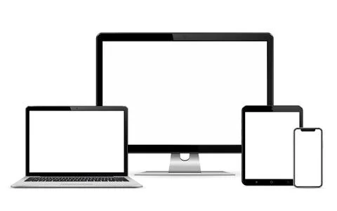 Computer screen, laptop, tablet, phone Stock Illustration