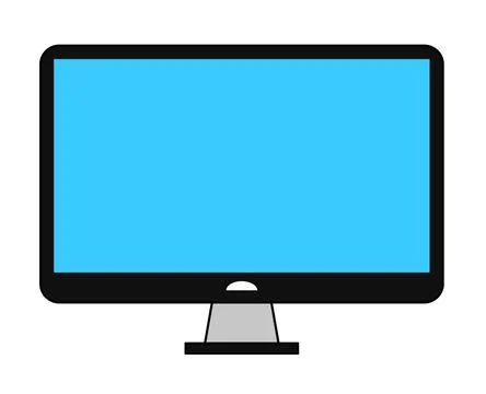 Computer screen lcd laptop vector illustration drawing monitor icon. Stock Illustration