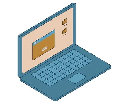 Computer screen lcd laptop vector illustration drawing monitor icon. Illustrazione stock