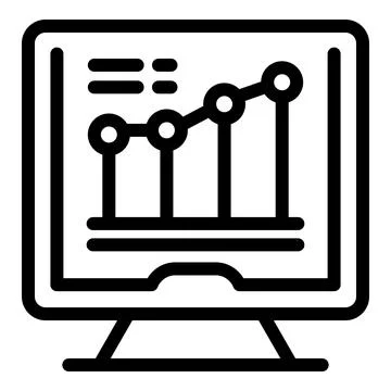 Computer screen with line graph icon Stock Illustration