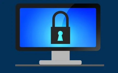 Computer screen with a lock sign イラスト素材