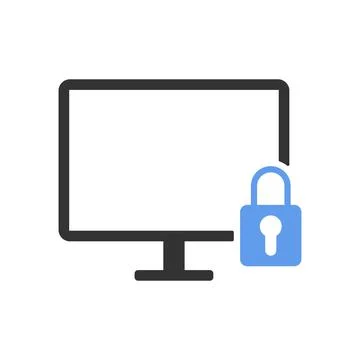 Computer screen locked black and blue vector icon Illustrazione stock