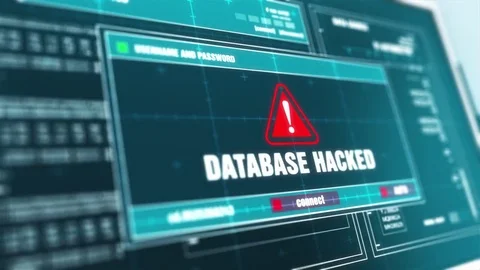 Computer Screen Login And Password Database Hacked  Alert Security Warning Stock Footage 82645354