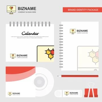 Computer screen  Logo, Calendar Template, CD Cover, Diary and USB Brand Stati Illustrazione stock
