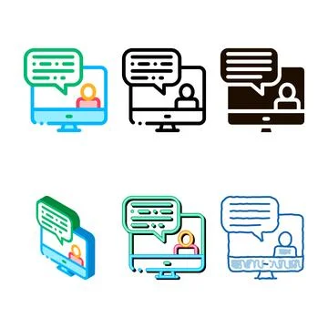 Computer screen looks and avatar internet discuss vector Stock Illustration