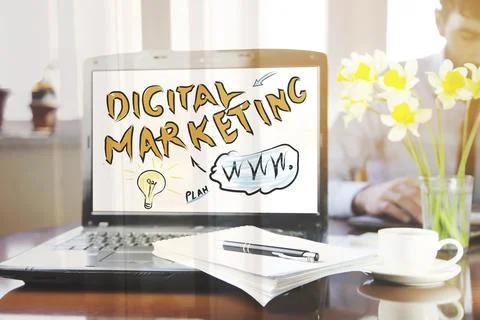 Computer screen marketing plan Stock Photos