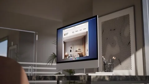 Computer Screen Mockup – Executive Office Interior | 6-SET AE Template Stock After Effects