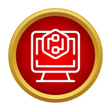Computer screen monitoring network data processing icon Illustrazione stock