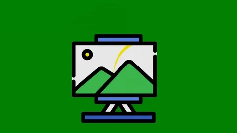 Computer screen mountain the background green screen animated chromakey Stock Footage 314067458