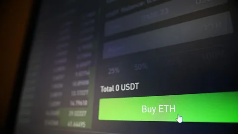 Computer screen with the mouse cursor on the Buy ETH button Stock Footage 169164755